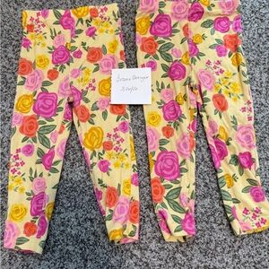 Little Sleepies Yellow Floral Leggings with Pink & Orange Roses